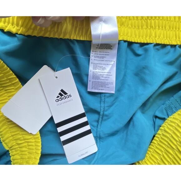 Adidas Womens Running Shorts Work Out Active Blue Yellow Size XL NWT - Picture 4 of 7